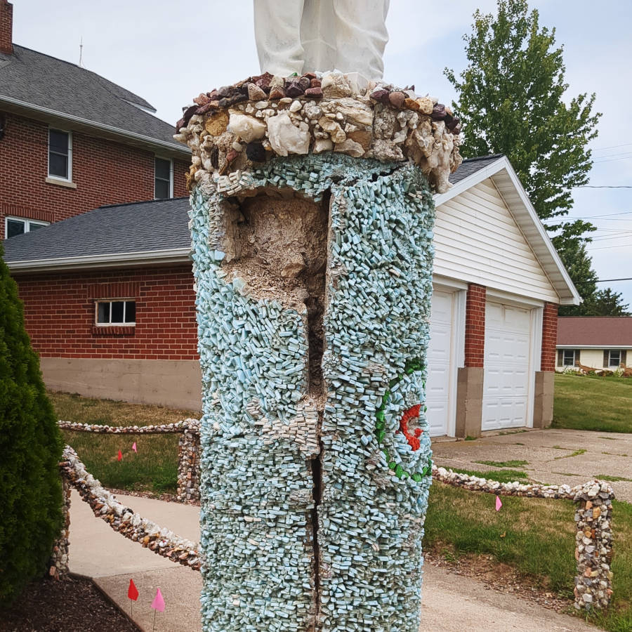 Cement and  Glass Pedestal for a Marble Statue